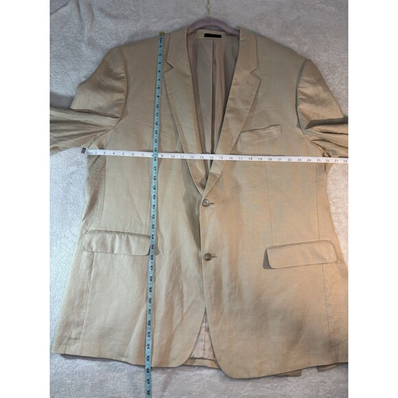 Andrew Fezza Men’s Classic Fit Blazer Jacket 50 L Beige Linen Sport Coat - Picture 8 of 16